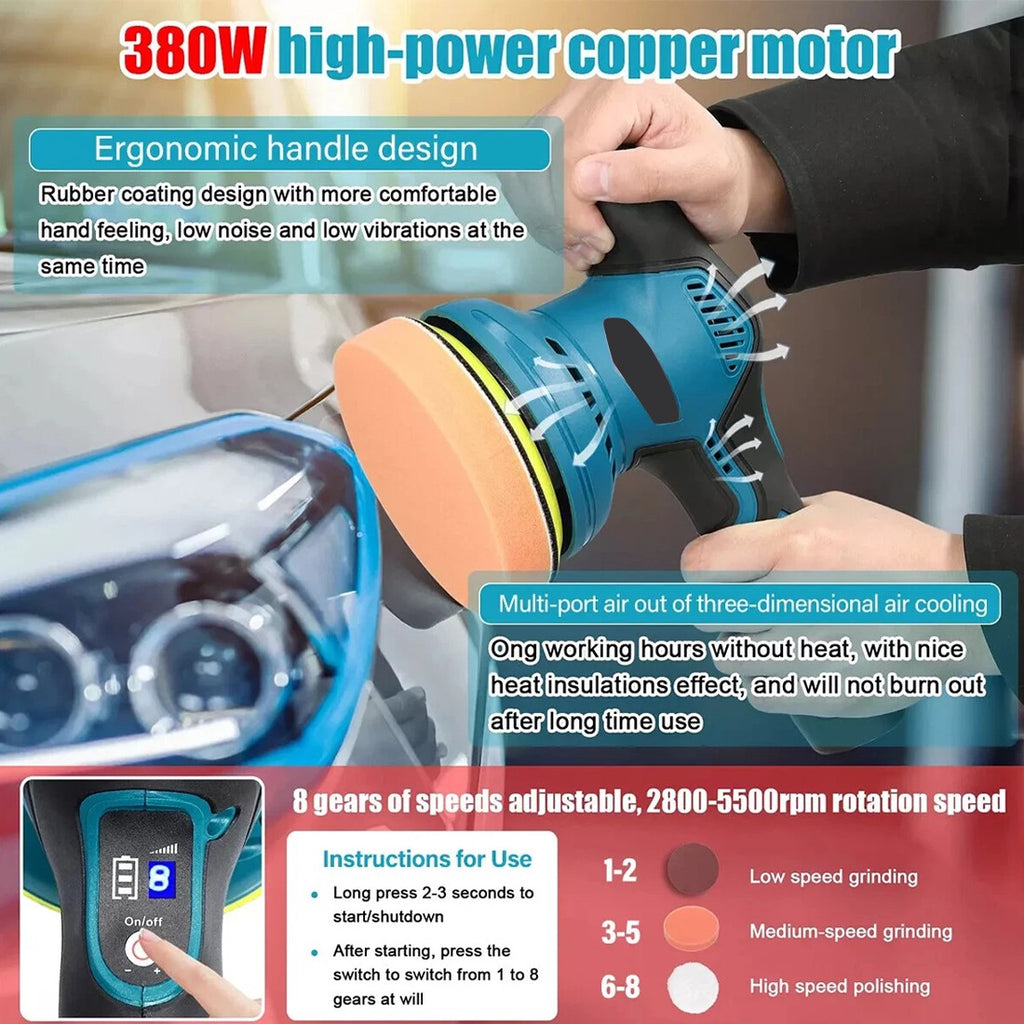 12V Battery Car Polisher Kit Set Cordless Rotary Buffer Polishing Machine Sander